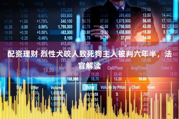 配资理财 烈性犬咬人致死狗主人被判六年半，法官解读